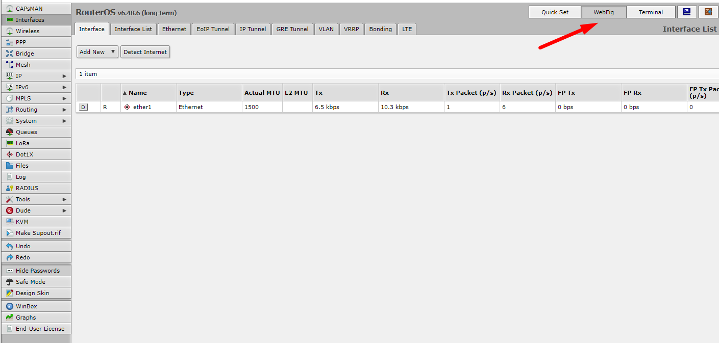 WebFig interface