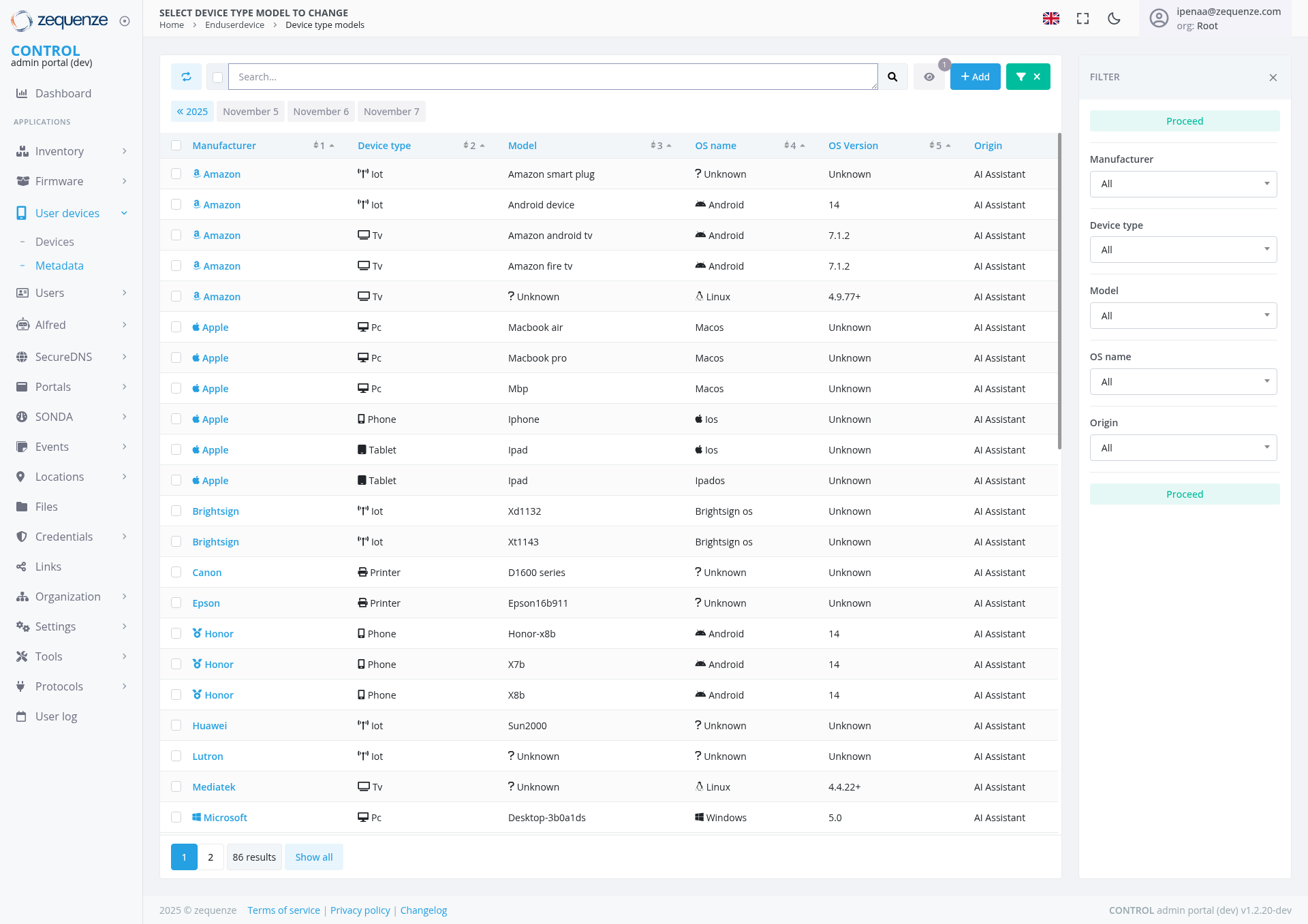 Screenshot - Device type models