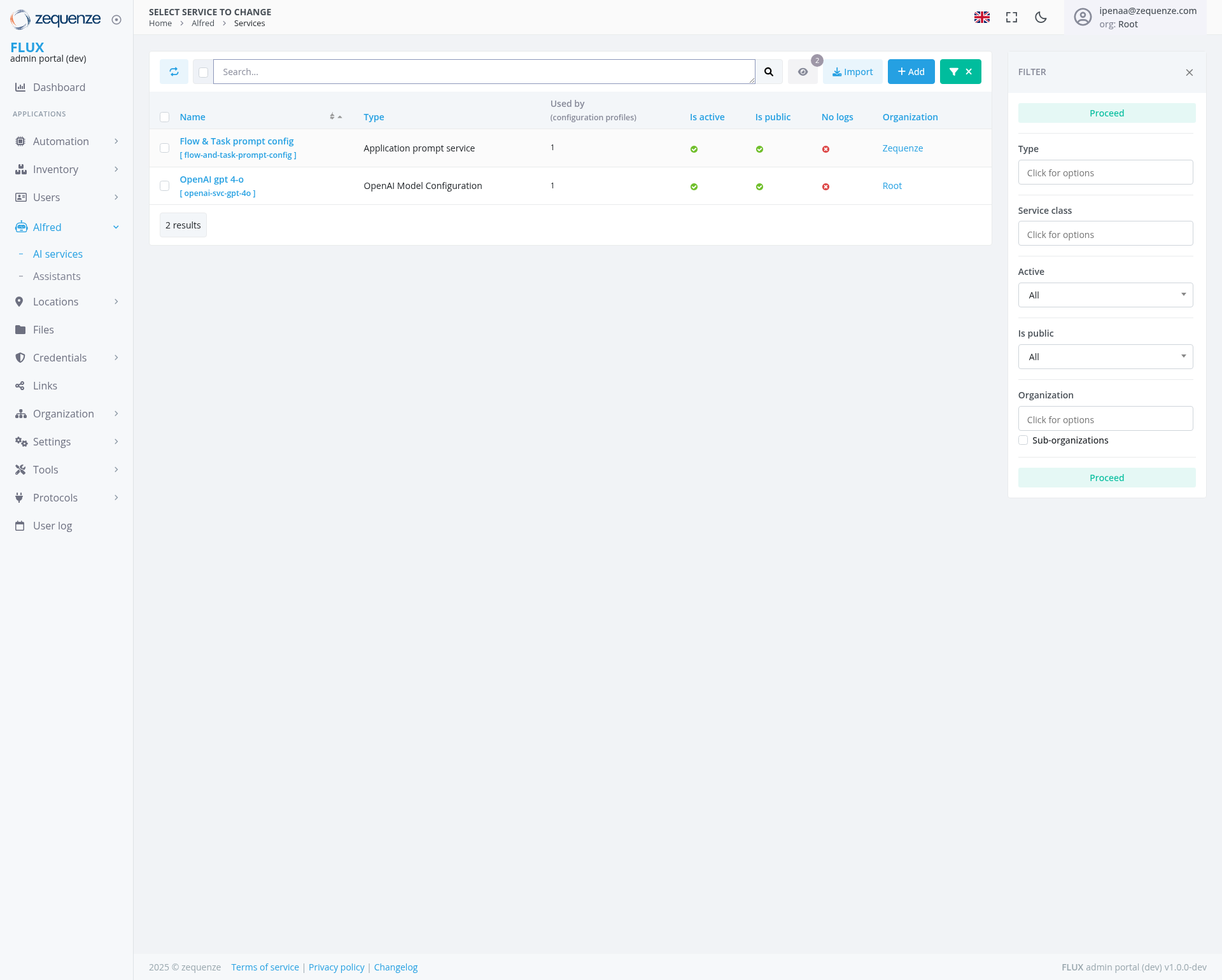 Screenshot - Services