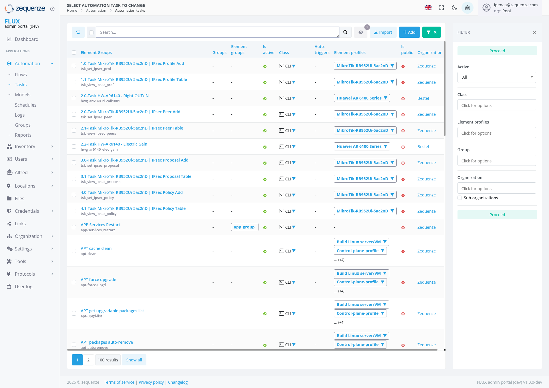 Screenshot - Automation tasks
