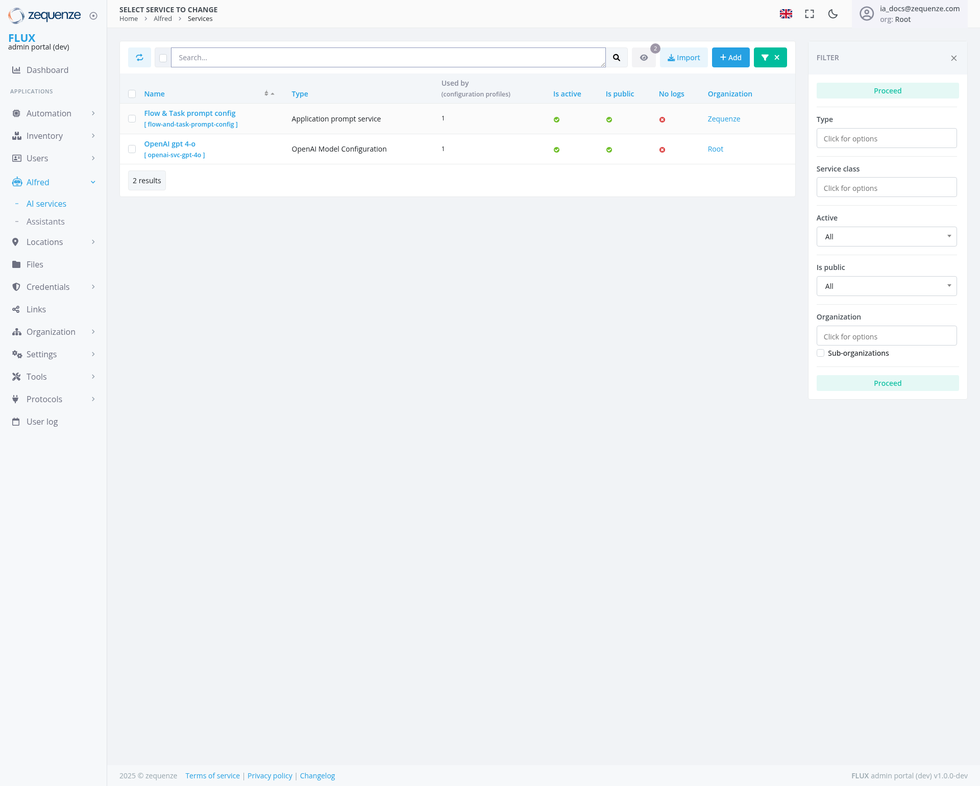 Screenshot - Services