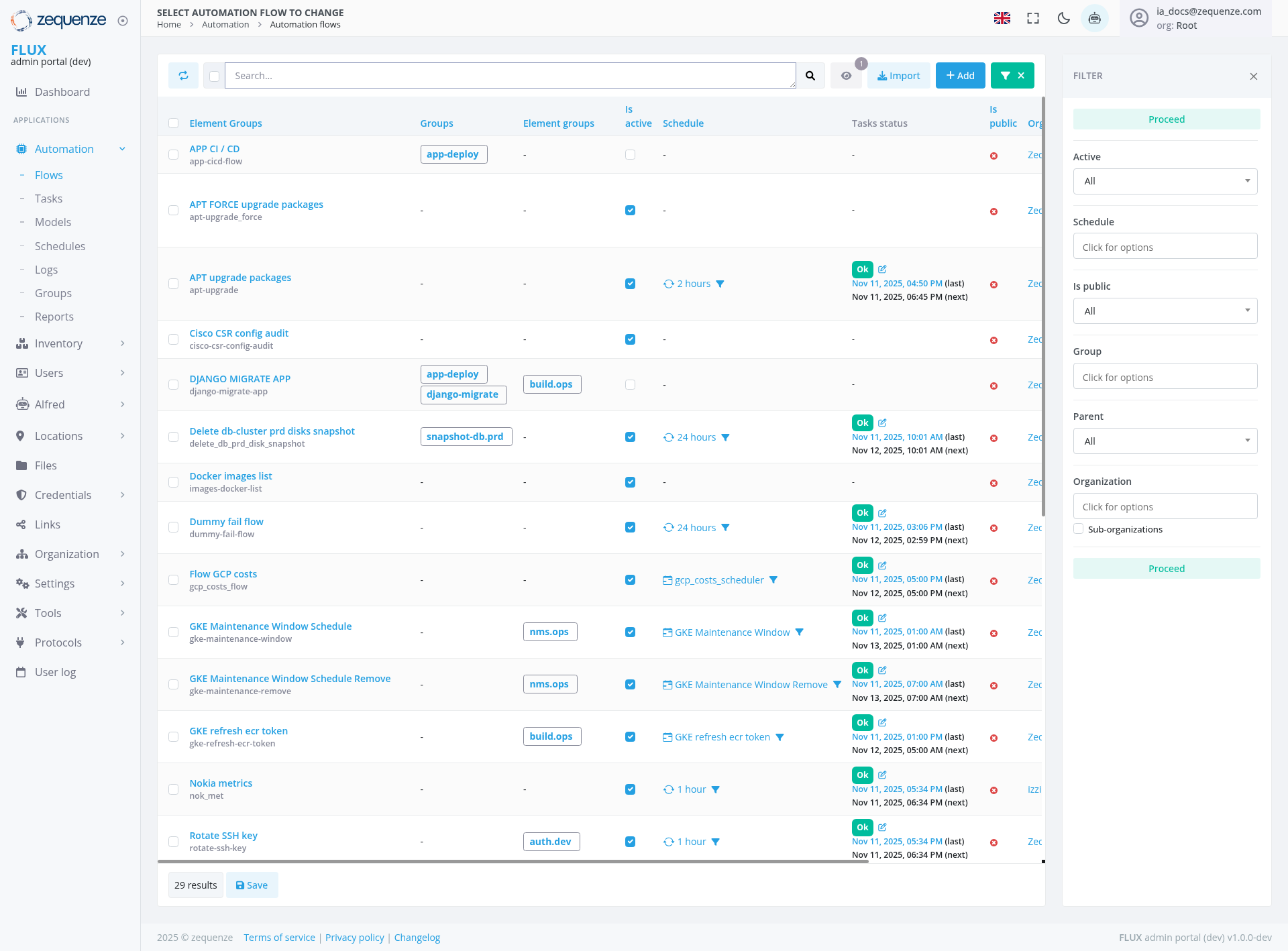 Screenshot - Automation flows