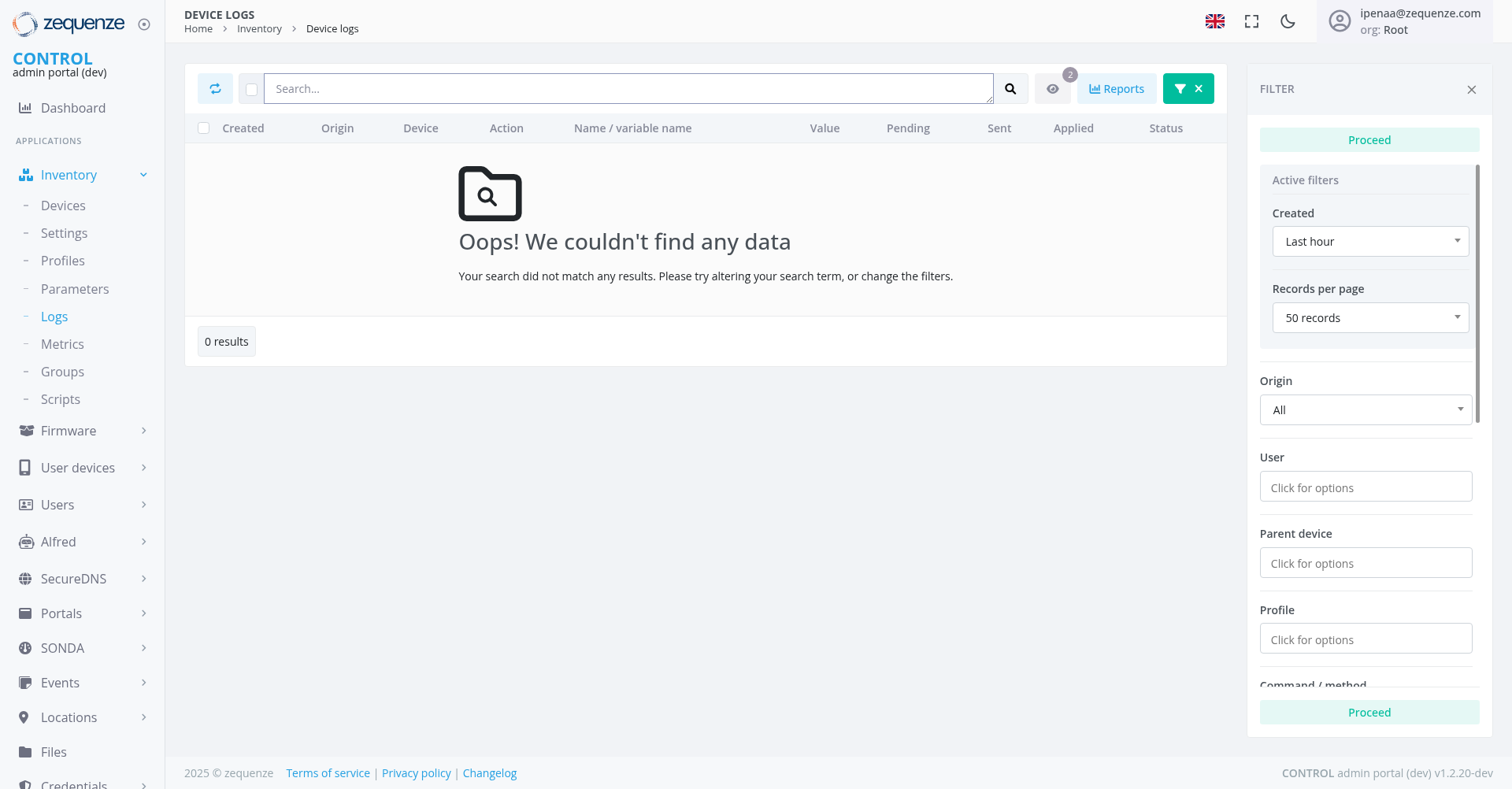 Screenshot - Device logs