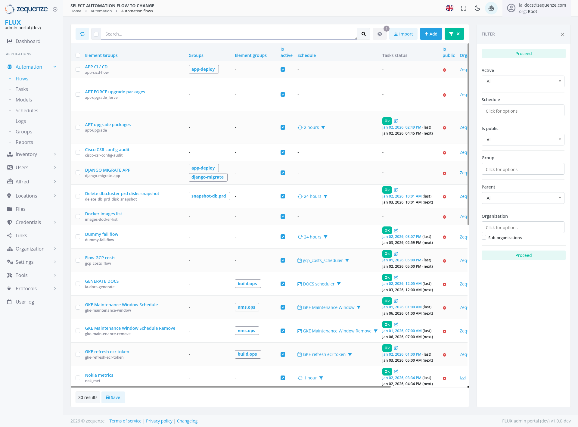 Screenshot - Automation flows