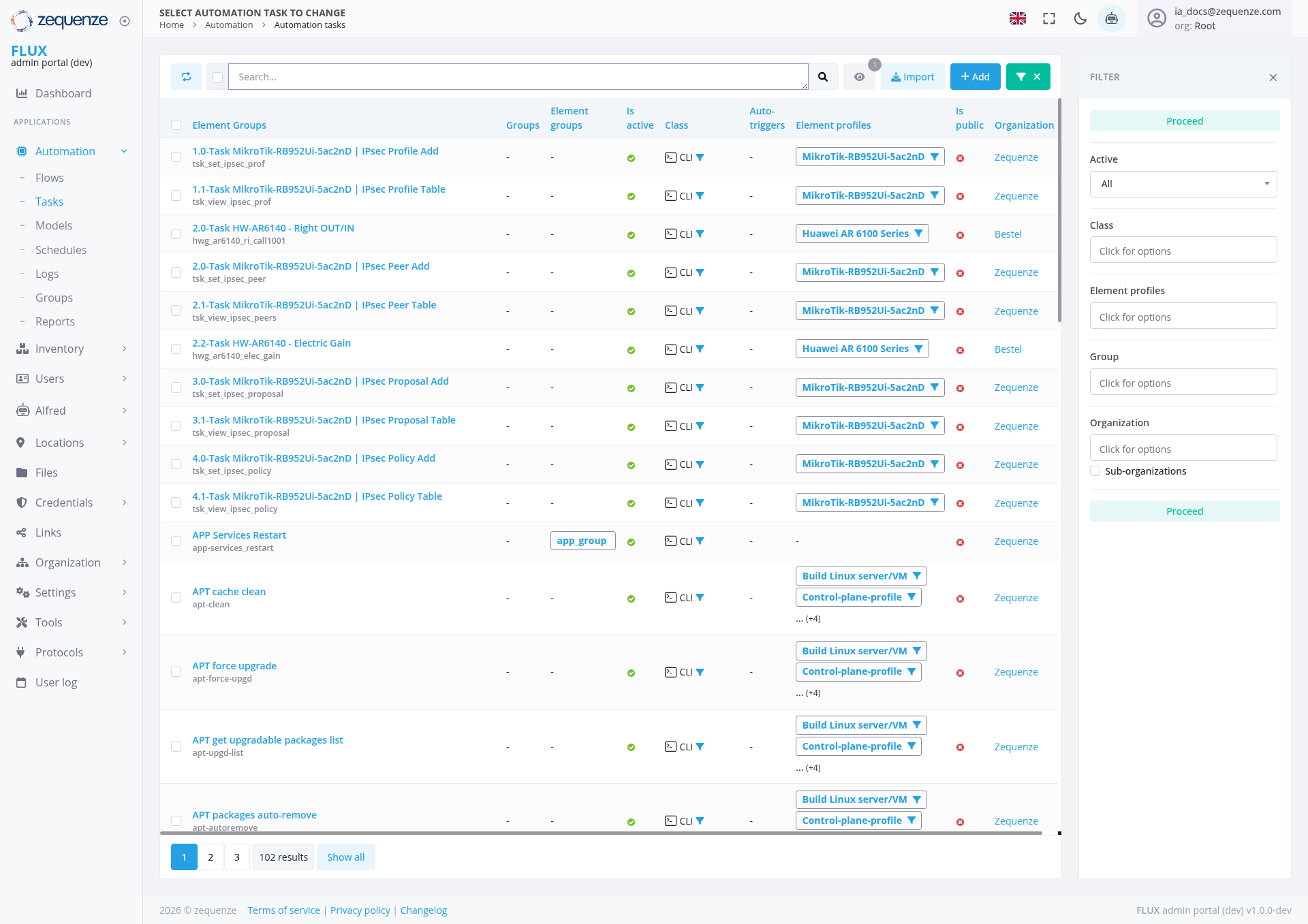 Screenshot - Automation tasks