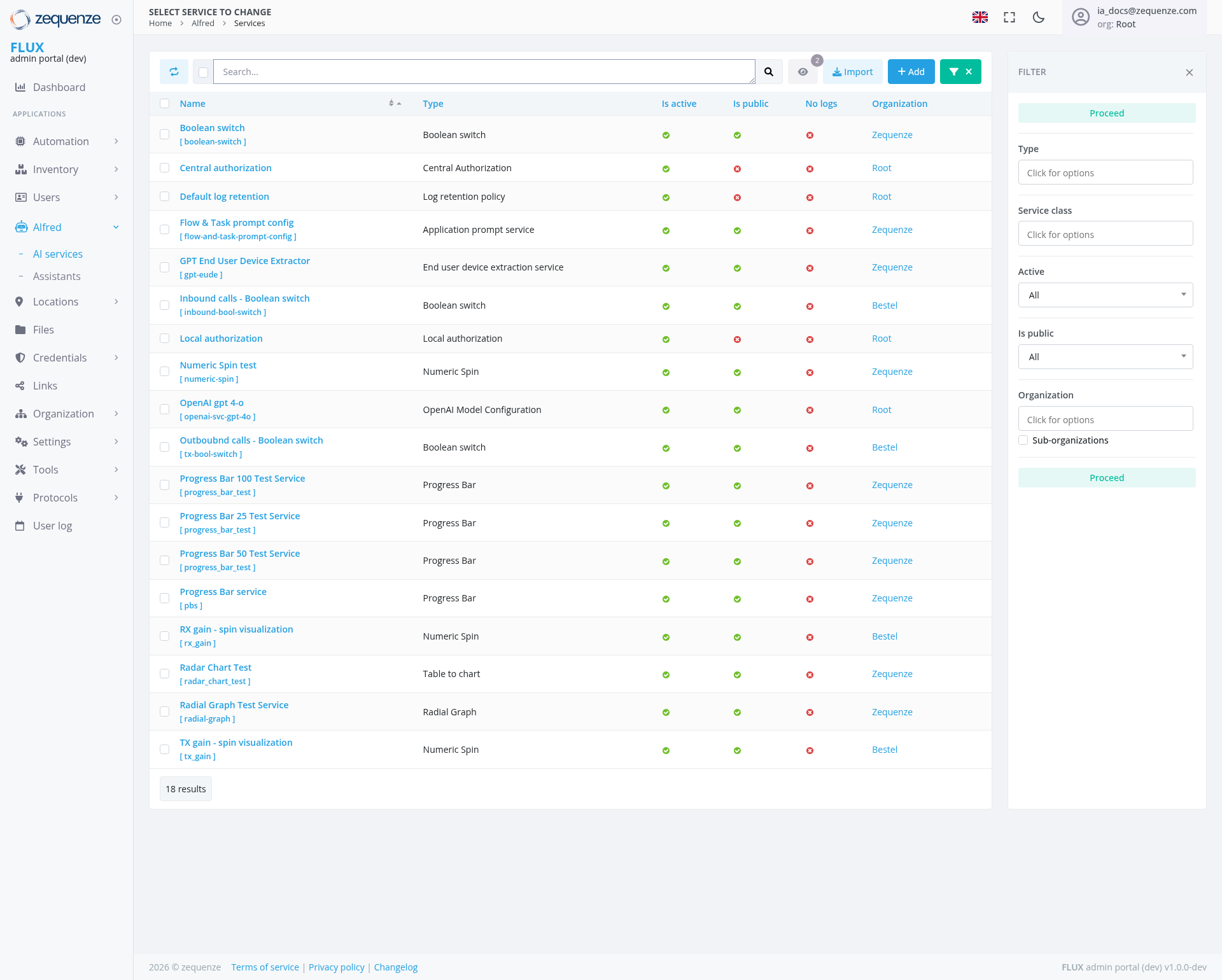 Screenshot - Services