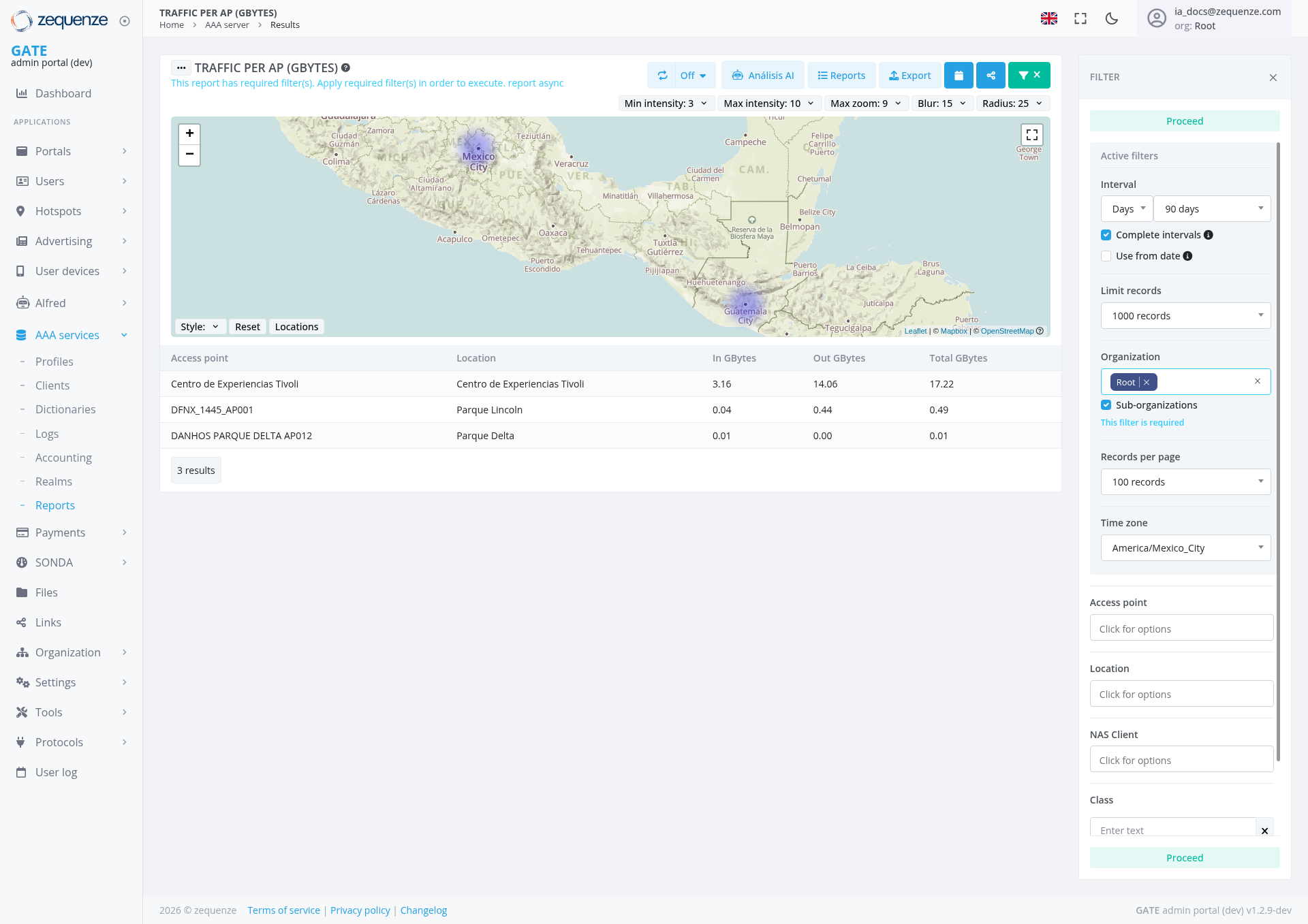 Screenshot - Results: Traffic per AP (GBytes)
