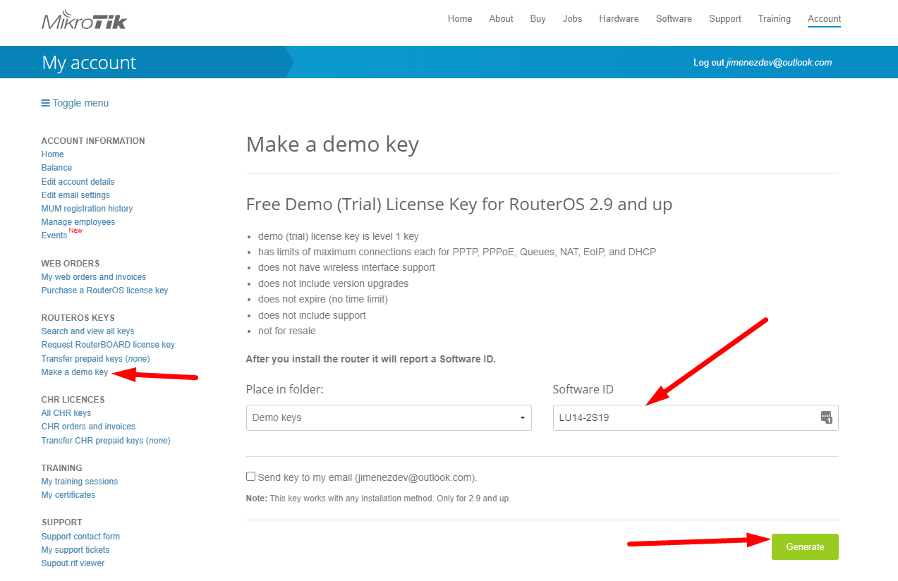 Generate license - Step 1