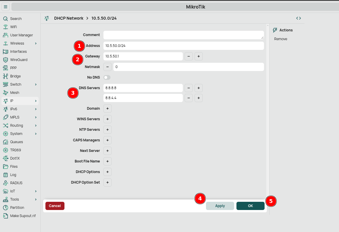 Configure DHCP network