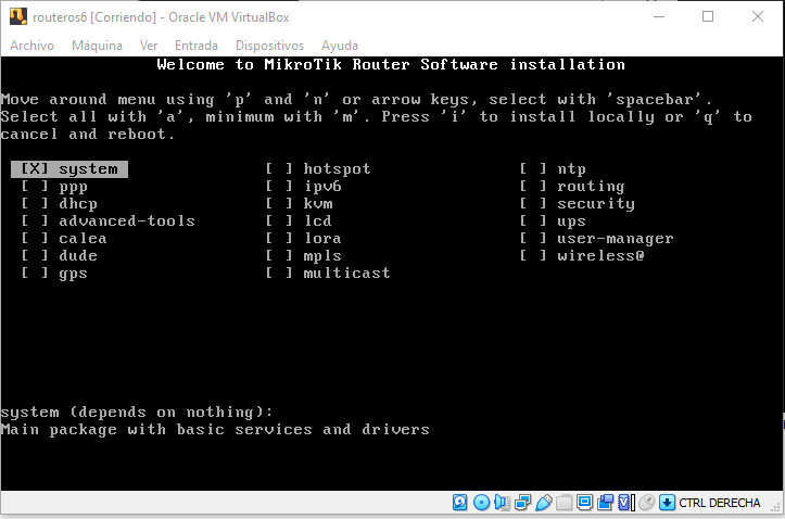 Package selection - Before