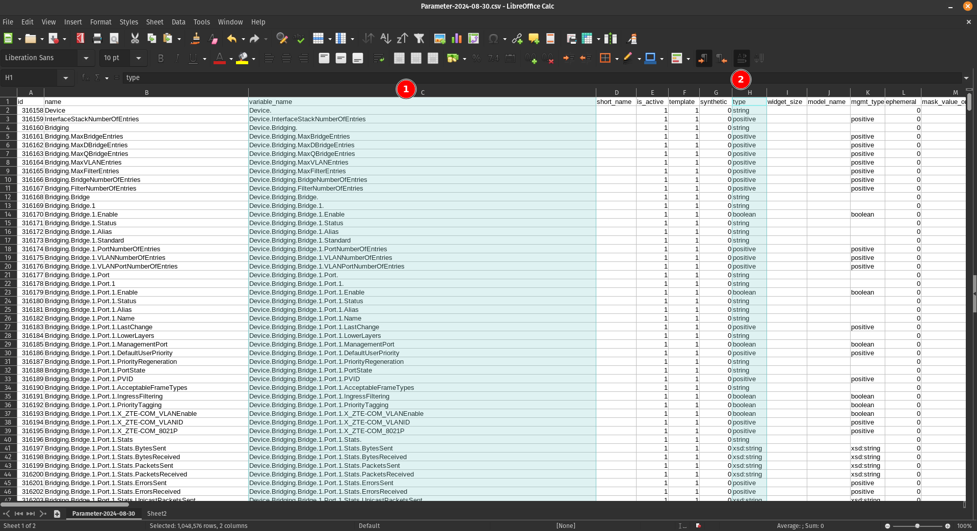 Columns to copy