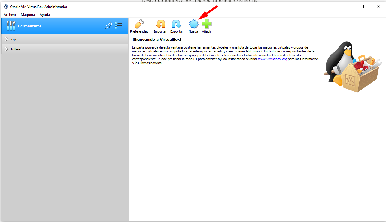 Create VM screenshot