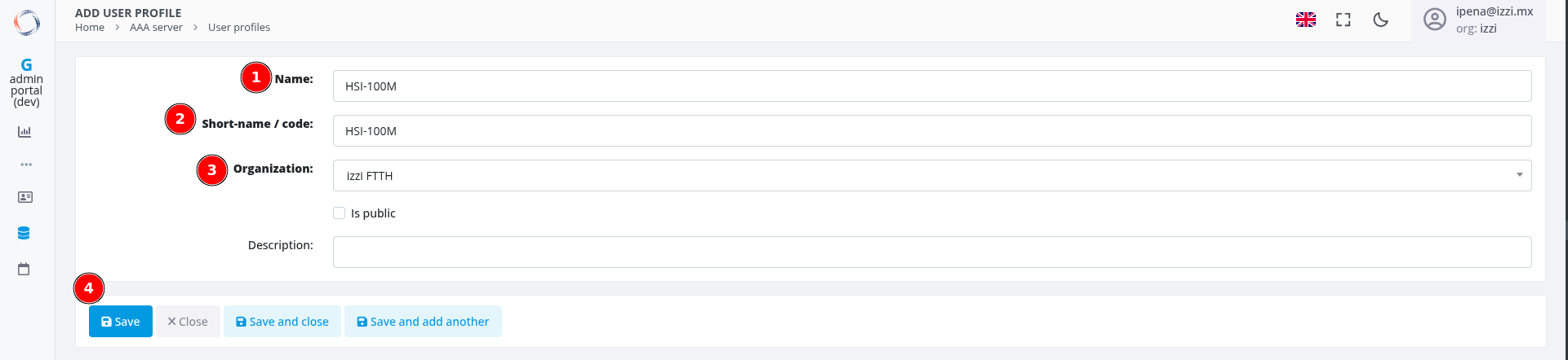 Formulario nuevo perfil