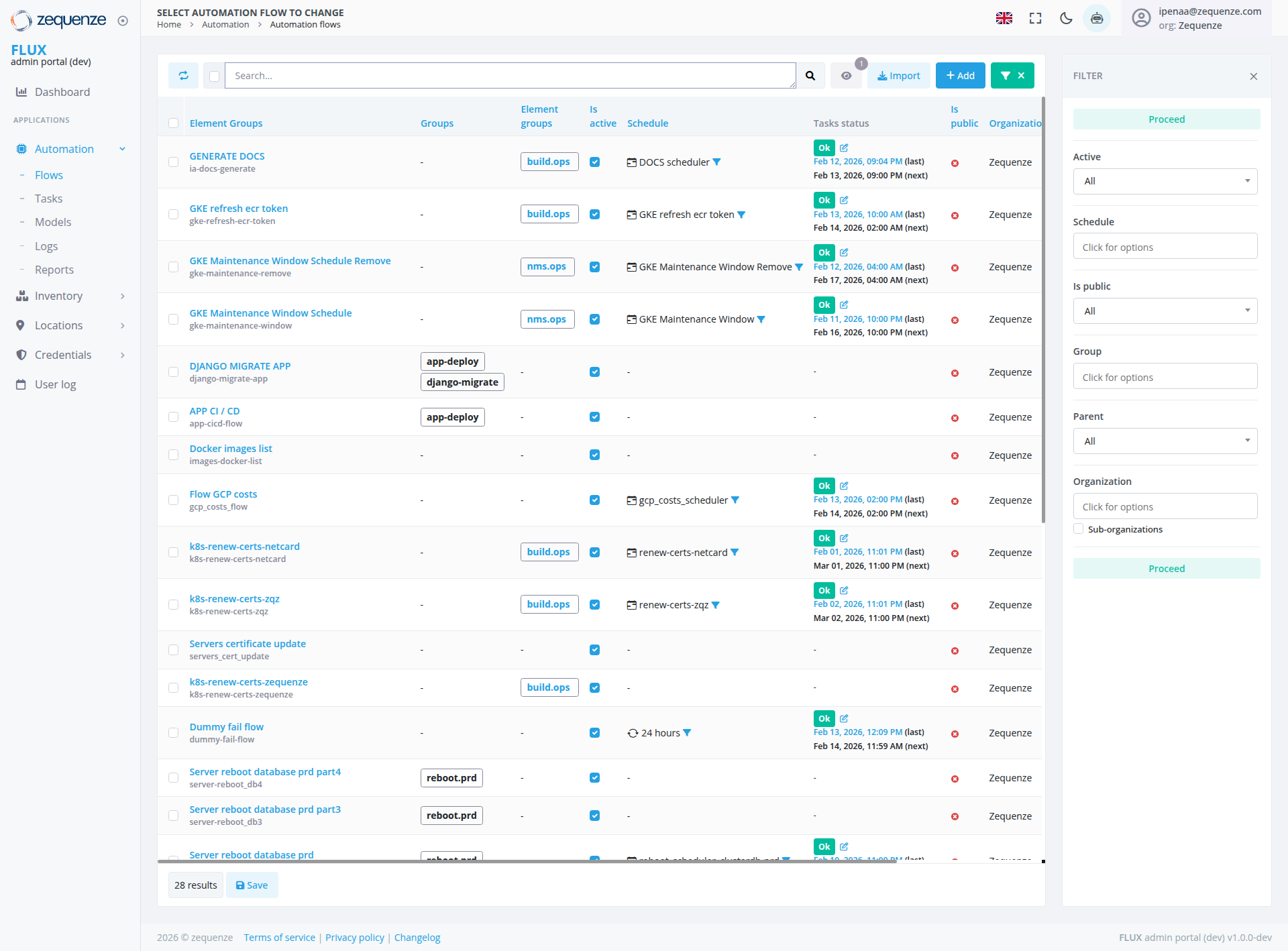 Screenshot - Automation flows