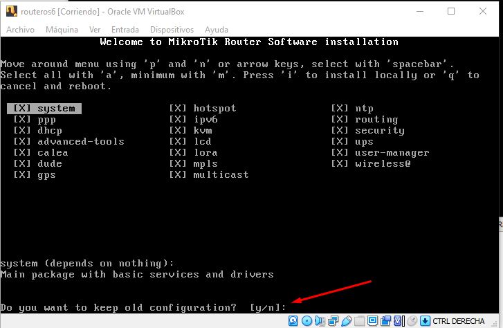 Installation confirmation