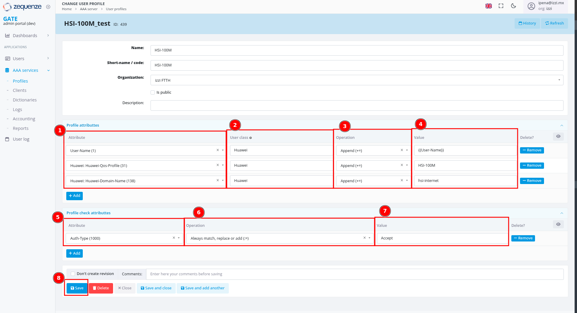 Configuración de atributos