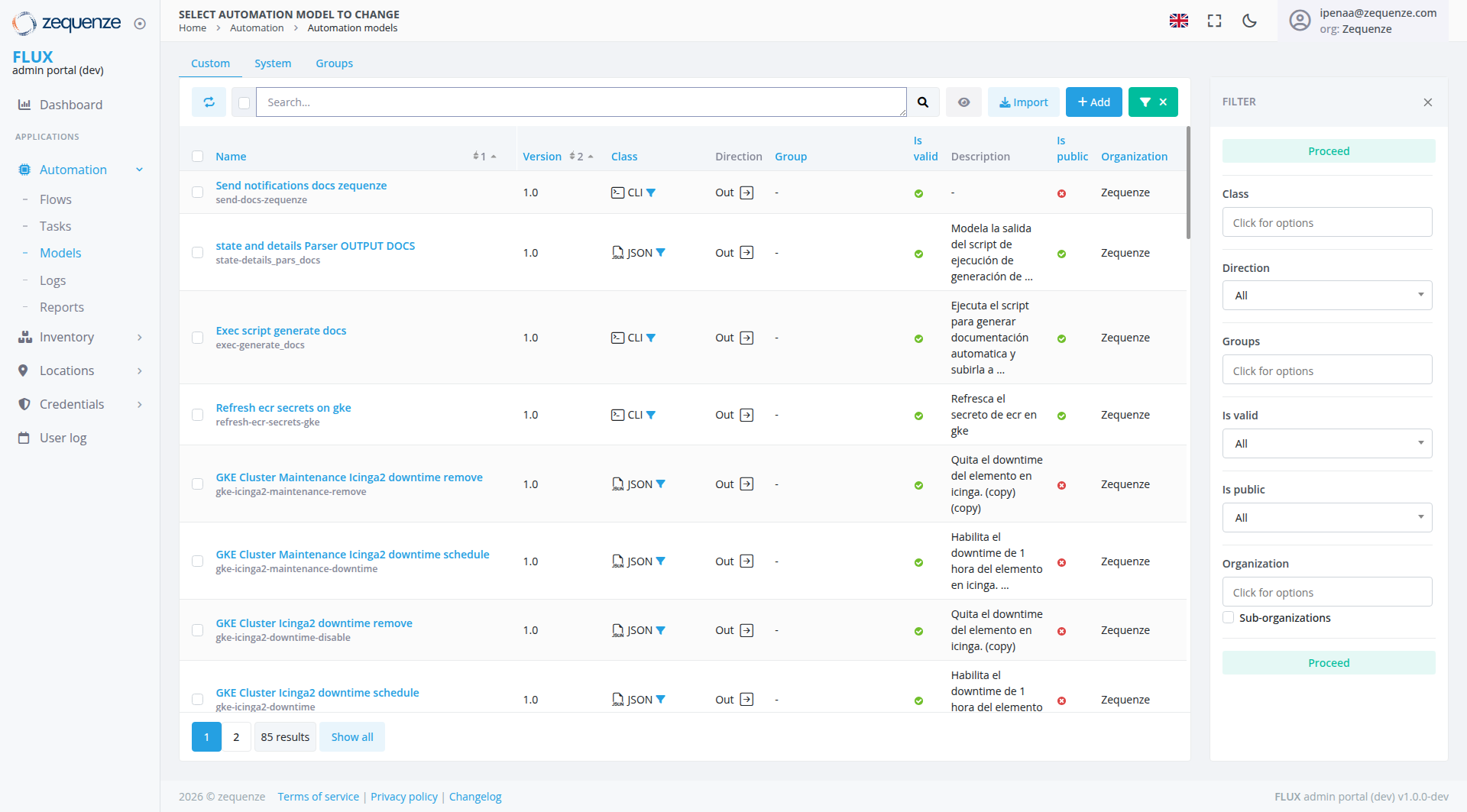 Screenshot - Automation models