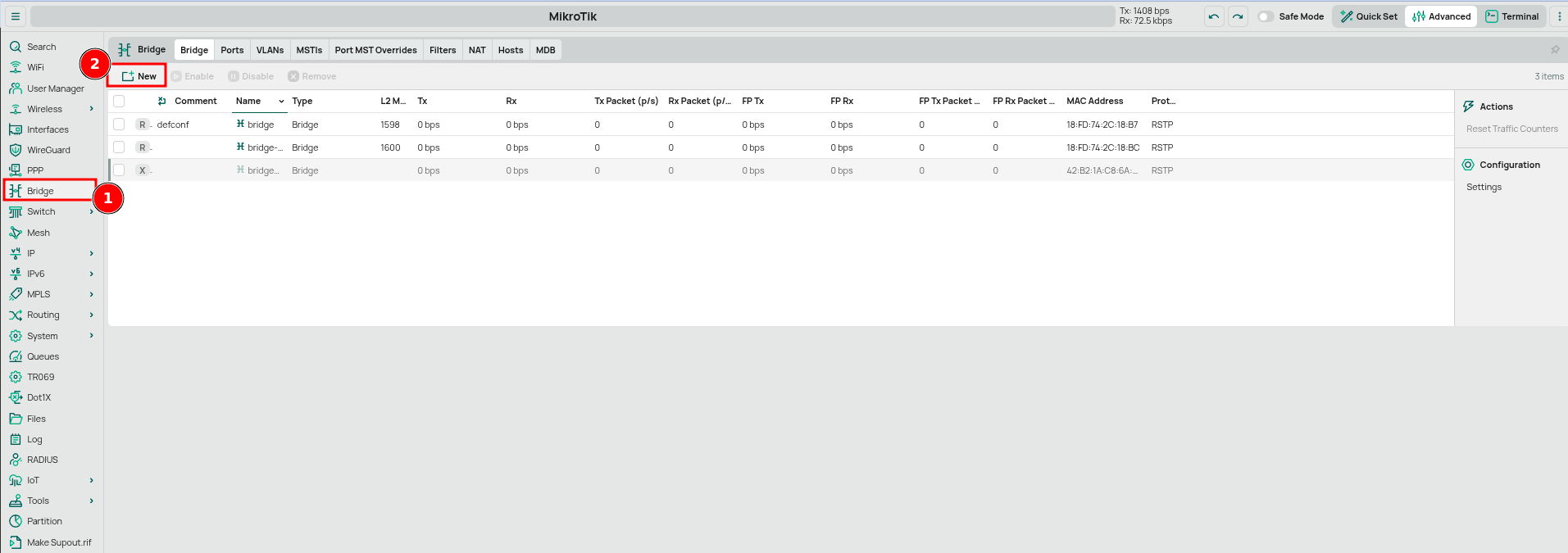 Select Bridge option