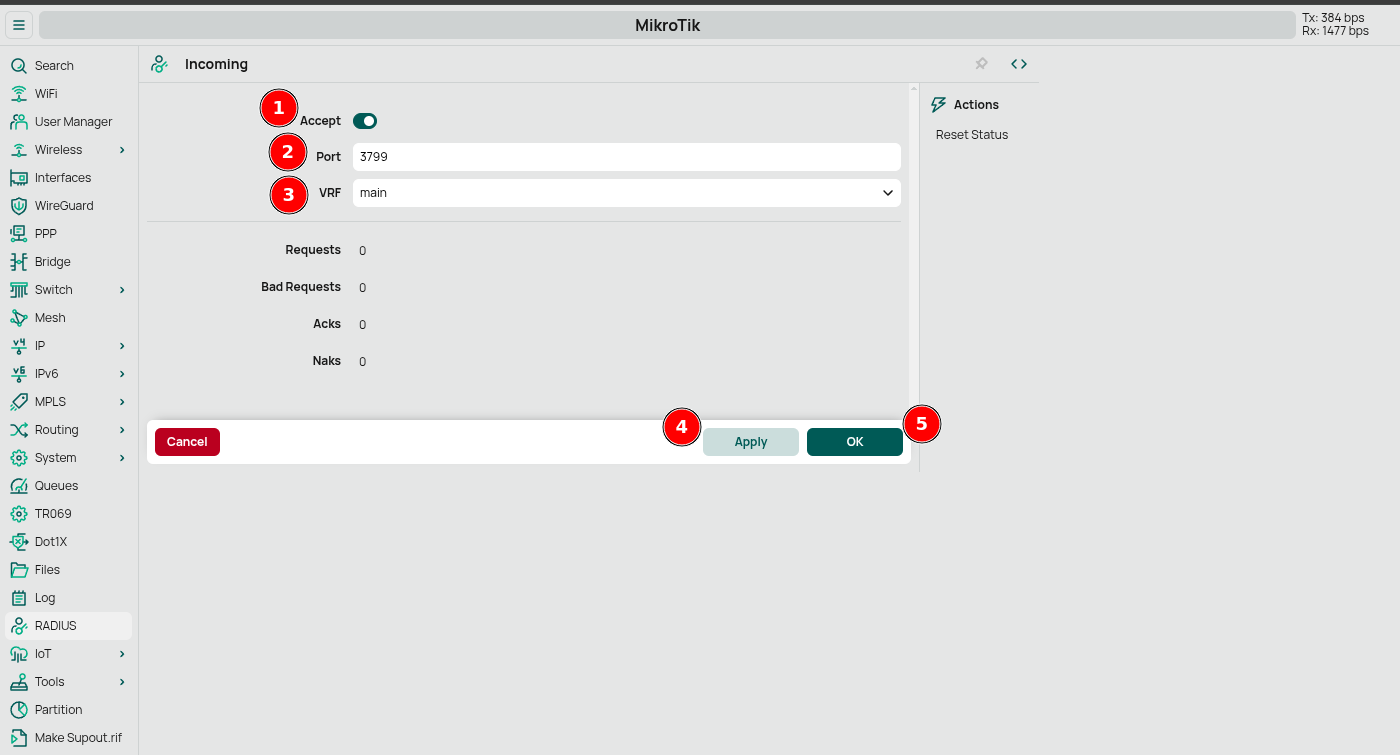 Configure RADIUS incoming
