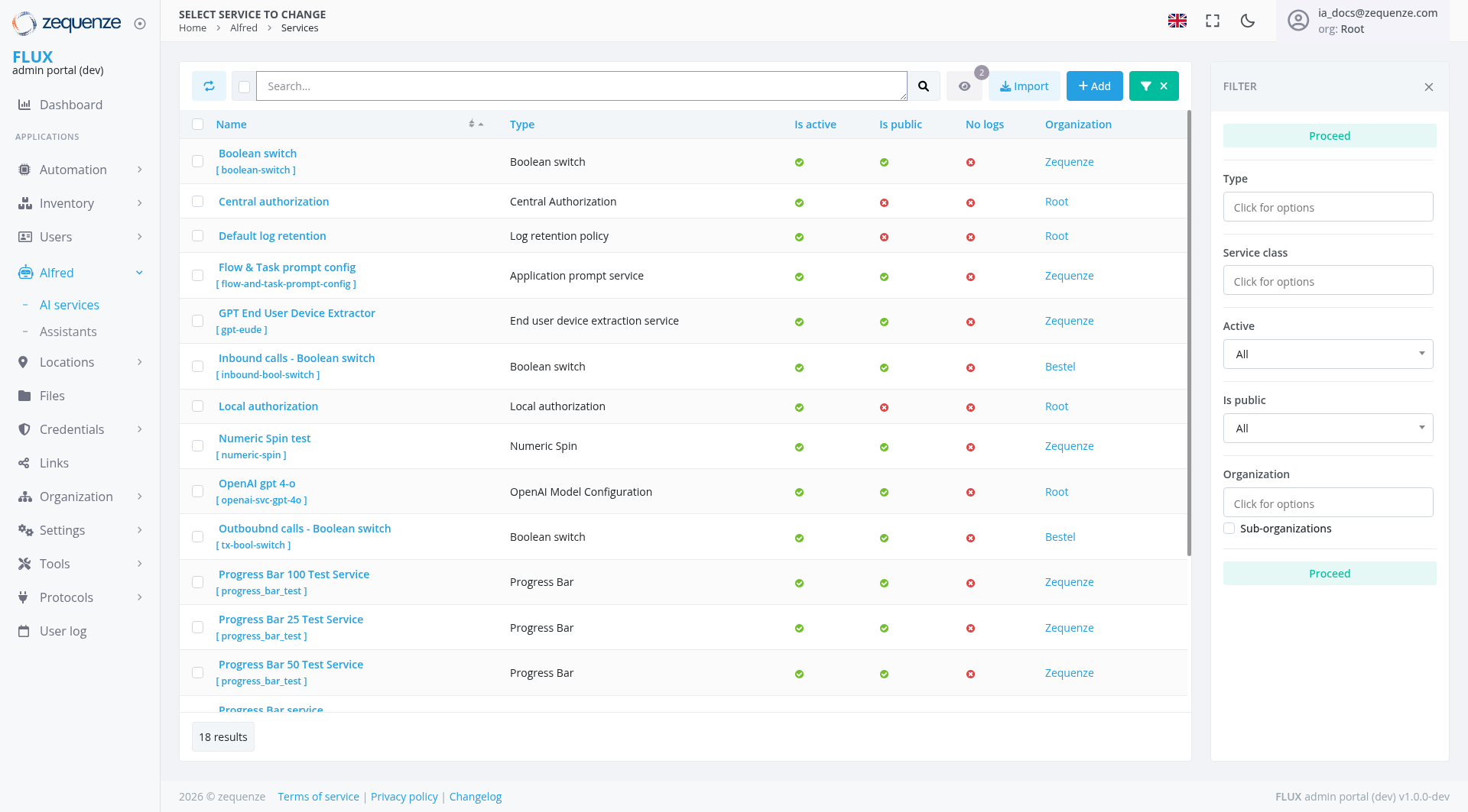 Screenshot - Services