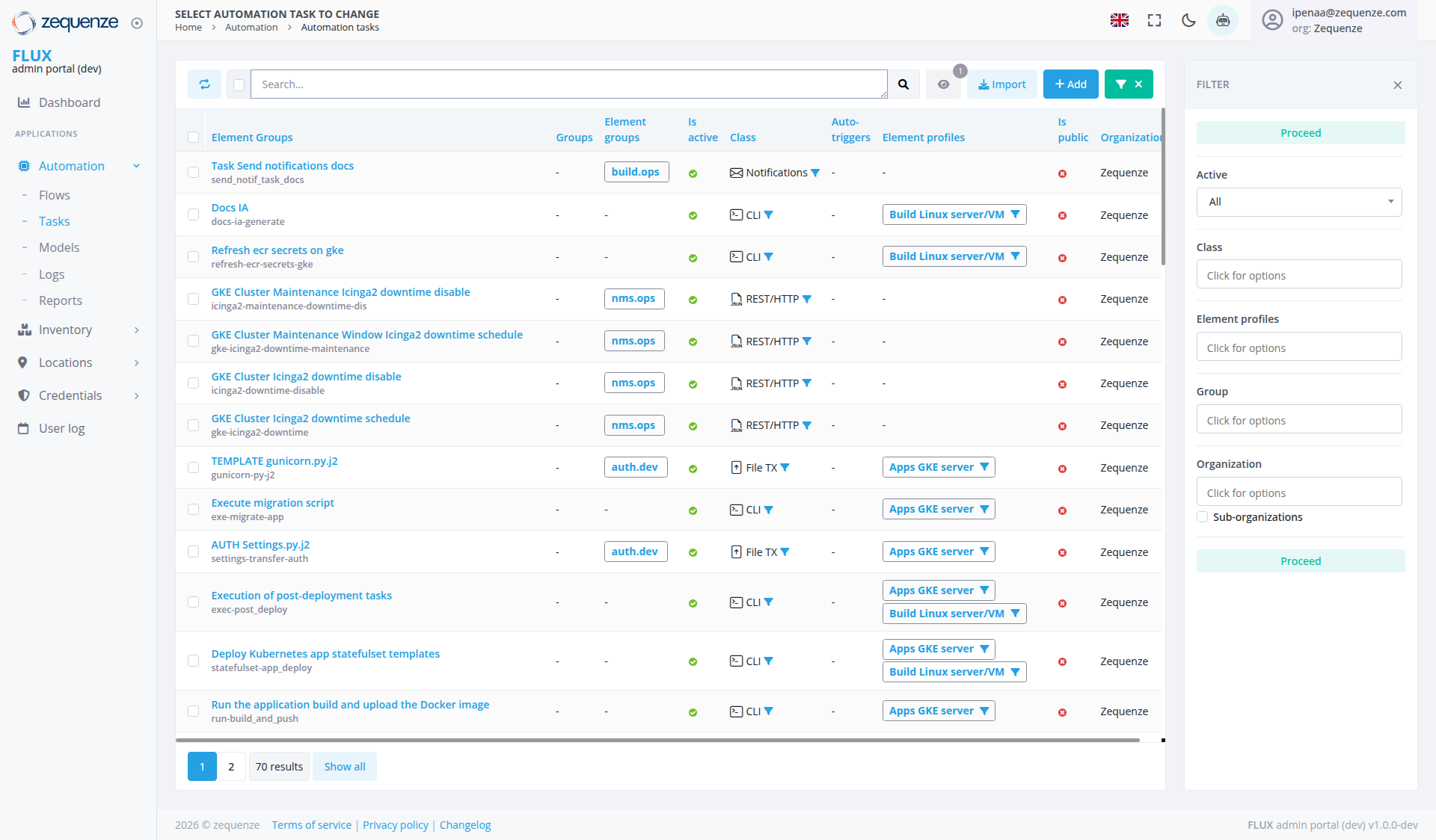 Screenshot - Automation tasks