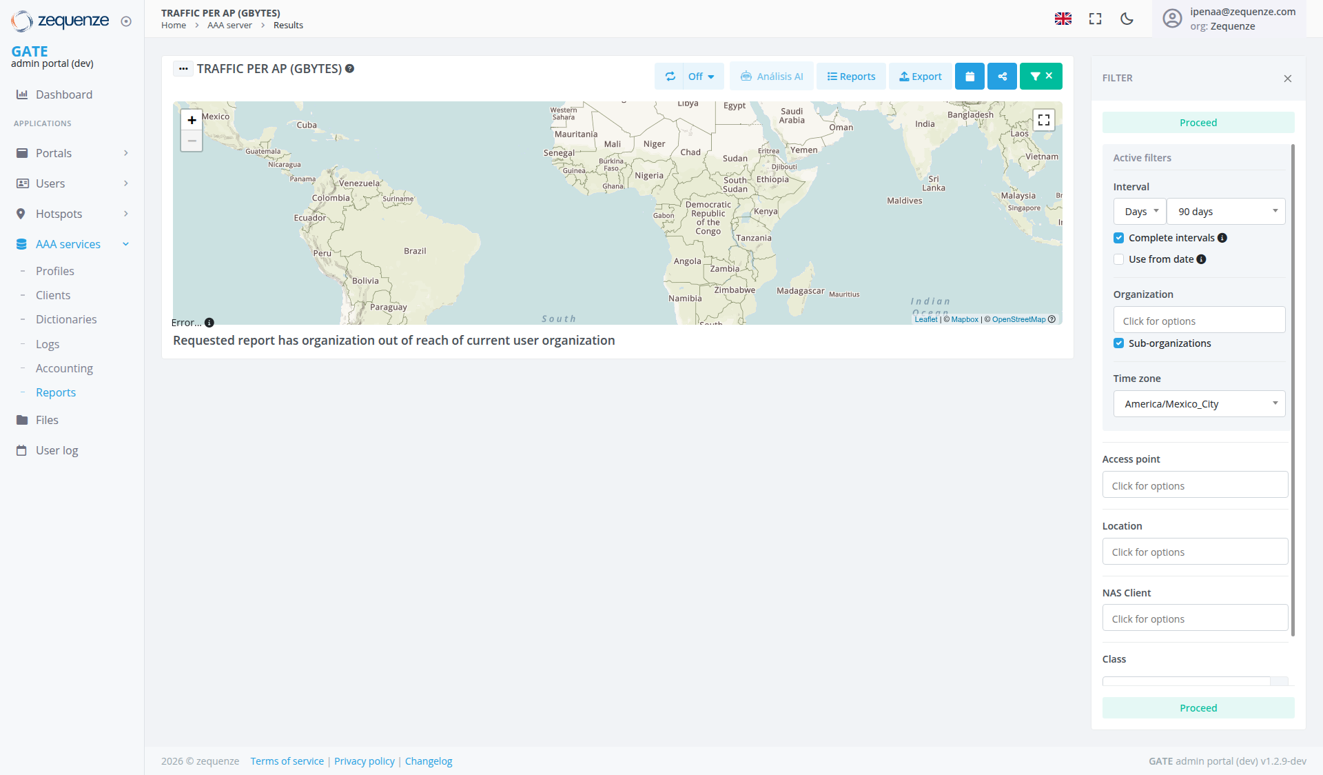 Screenshot - Results: Traffic per AP (GBytes)