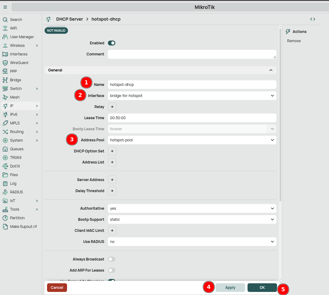 Configure DHCP server