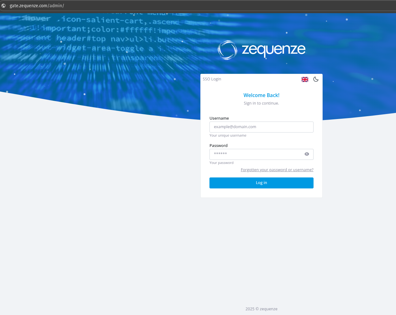 Pantalla de login