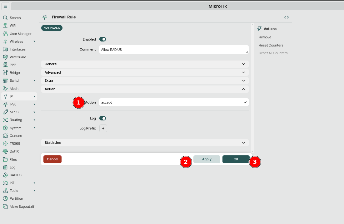 Set Action to accept