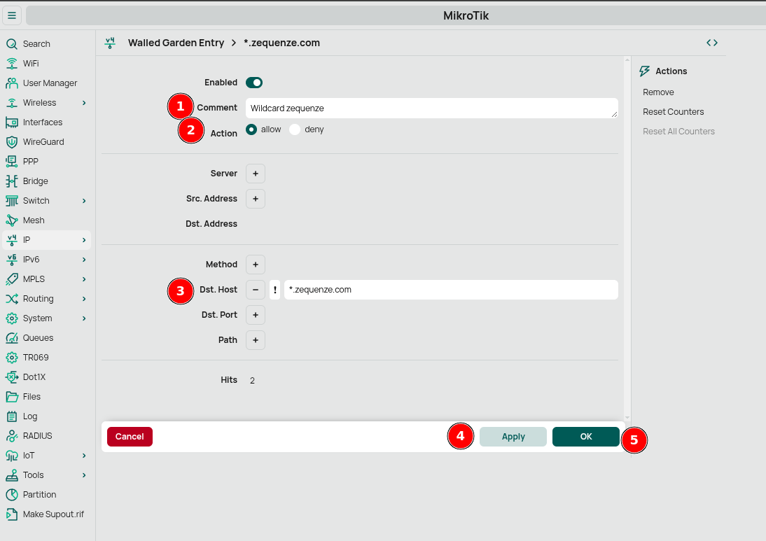 Configure Walled Garden entry