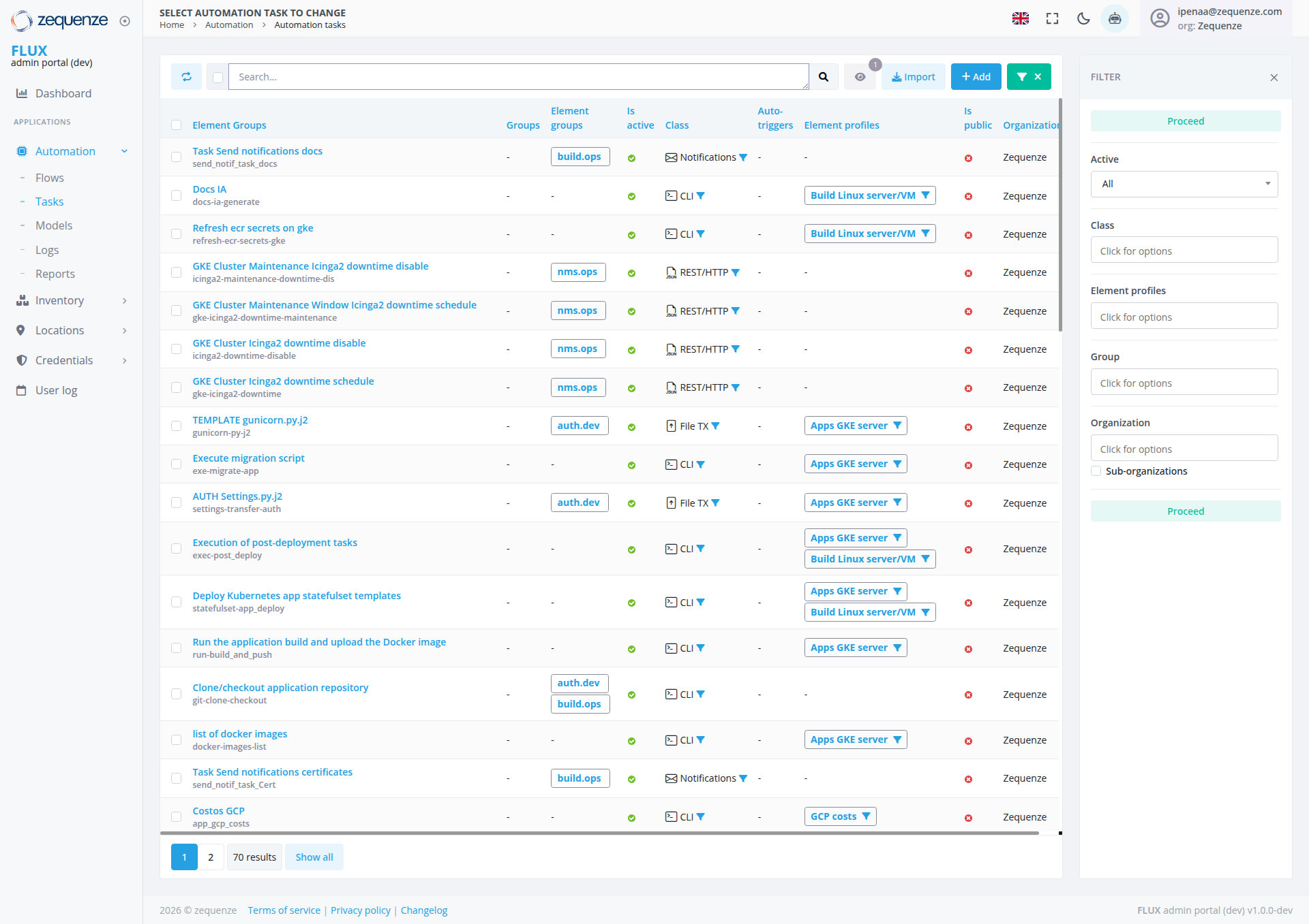 Screenshot - Automation tasks