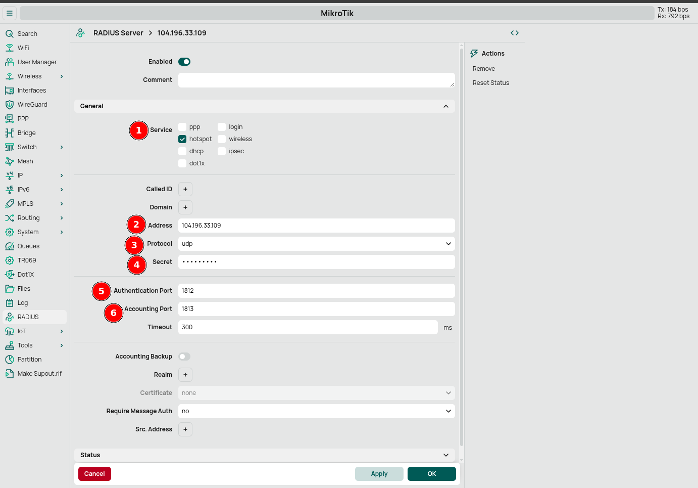 Configure RADIUS server