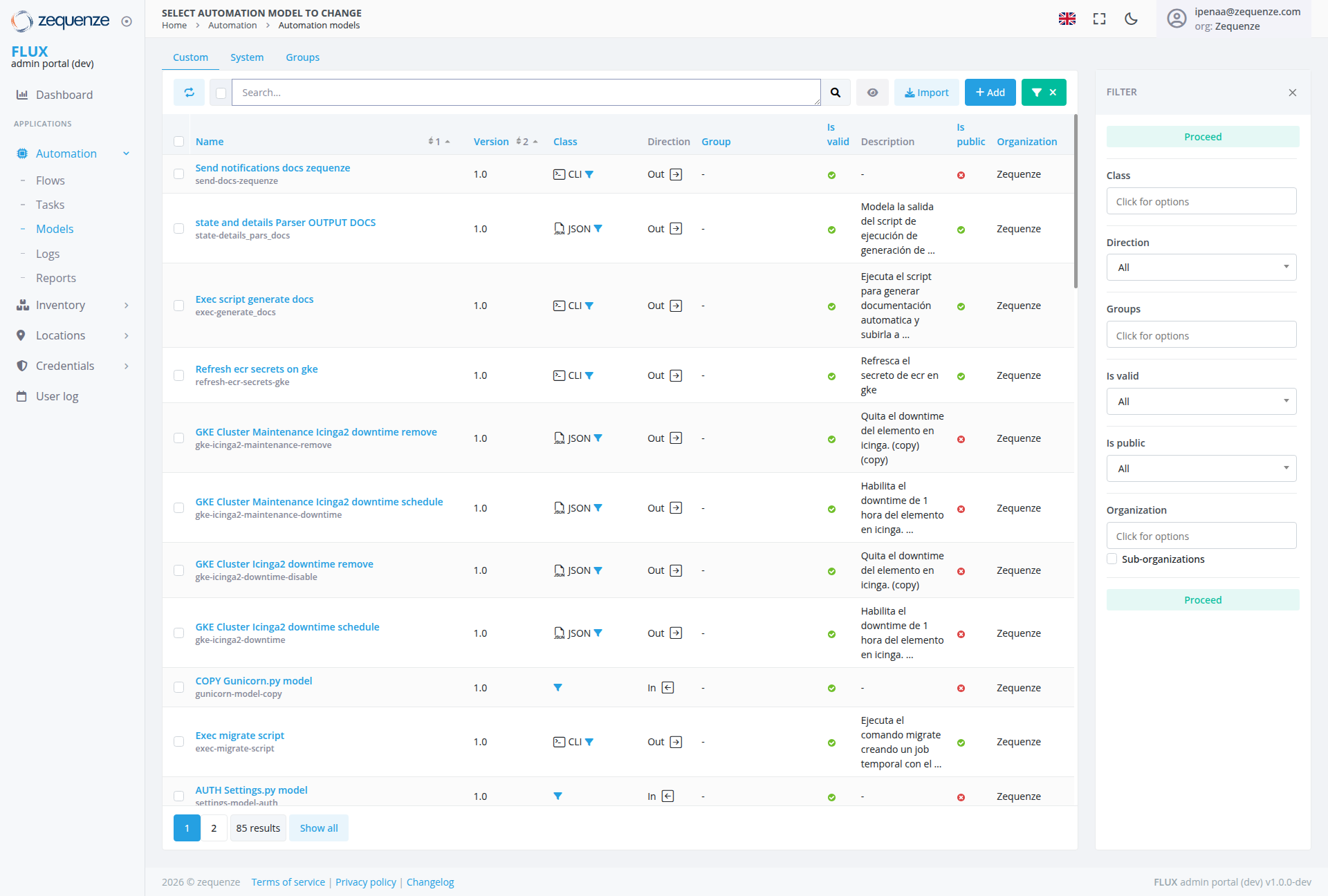 Screenshot - Automation models
