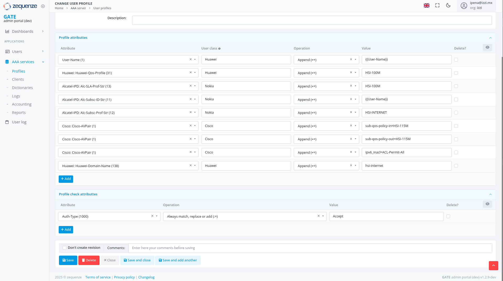 Perfil multi-vendor