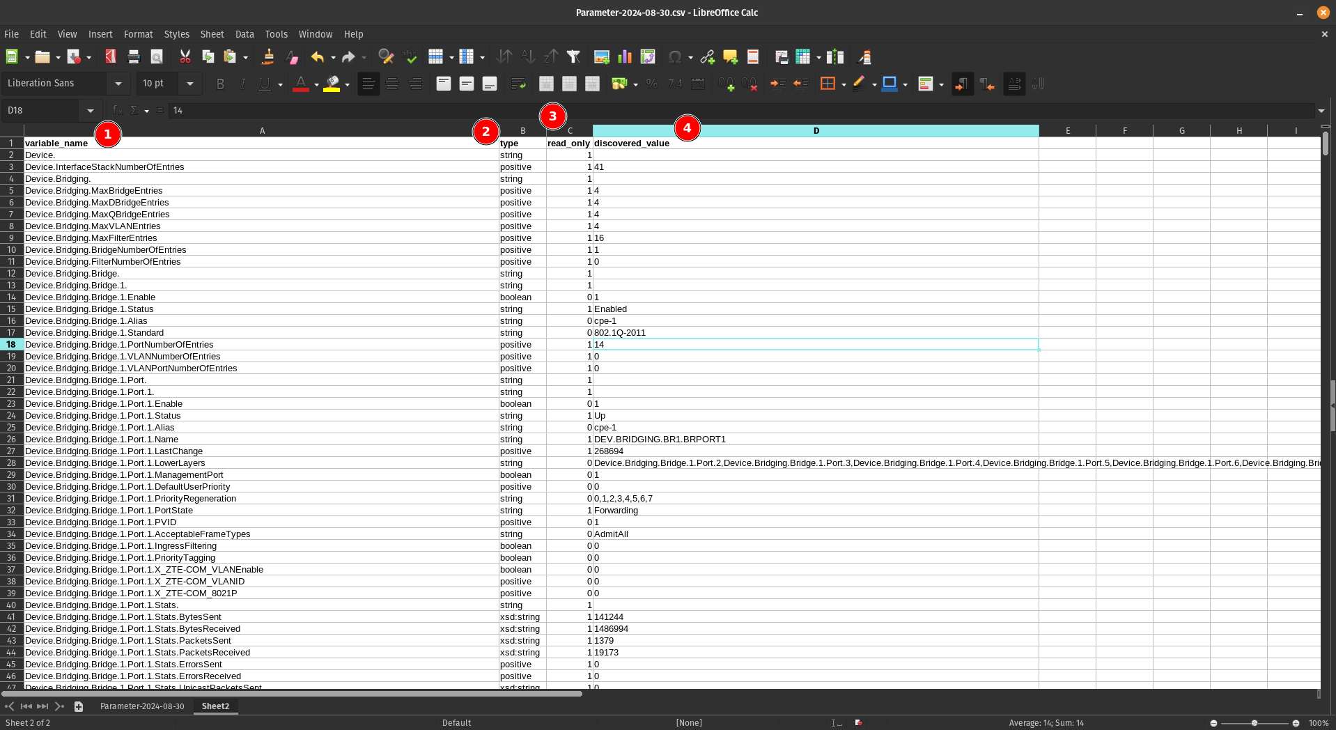 Pasted columns in Sheet2