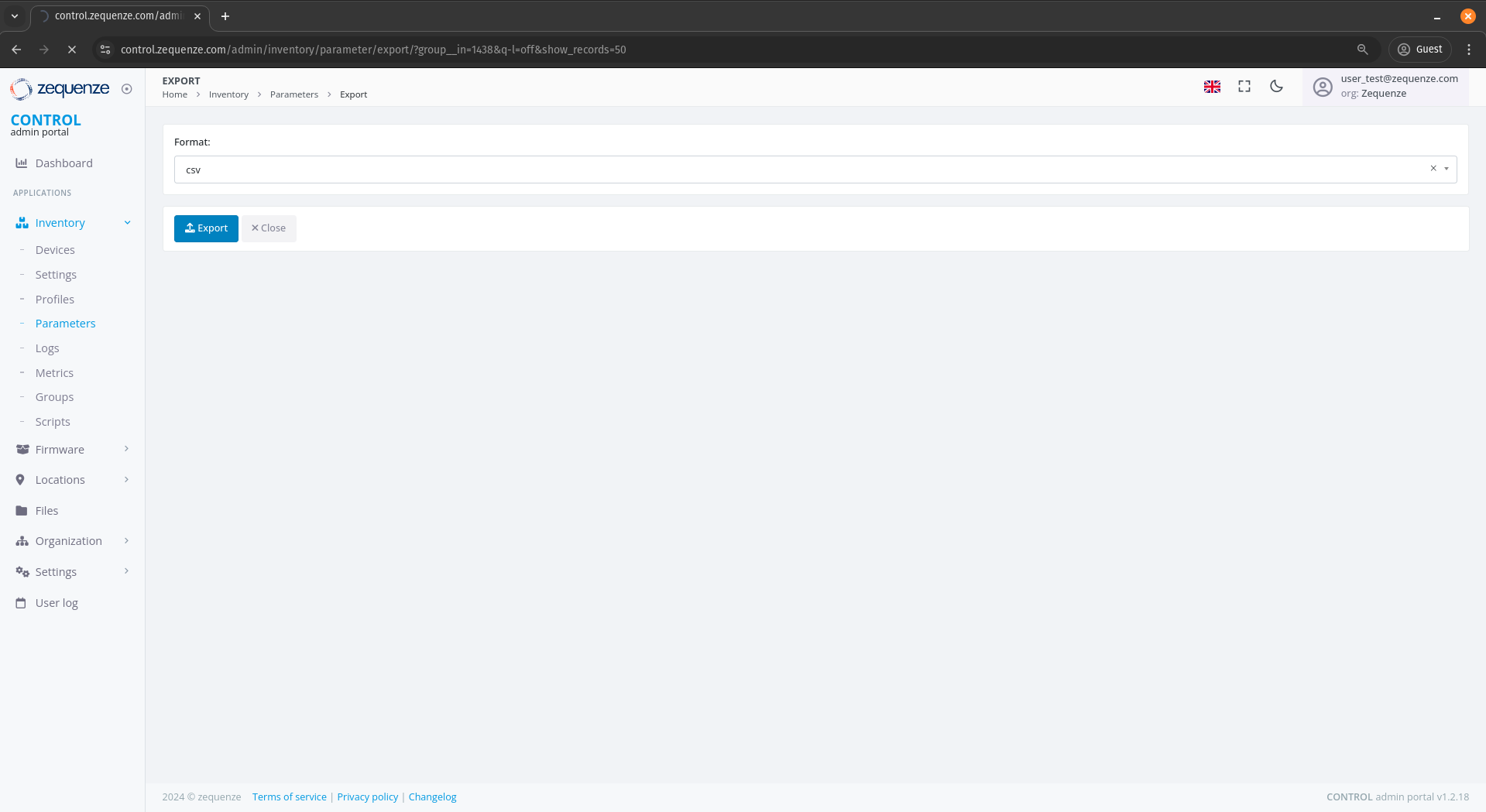 Export progress indicator
